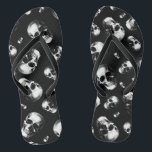 Skull Gothic Halloween Wedding Flip-Flops Flip Flops<br><div class="desc">Invite the ones you love to witness you saying 'til death do us part with our Gothic Skull Halloween Wedding Theme.  These skull flip-flops are perfect for your gothic wedding day.  Customize the background colour and words,  to make it your own.</div>