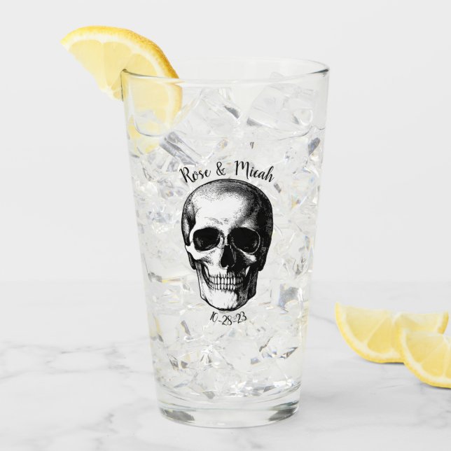 Skull Gothic Halloween Wedding Glasses (Front Ice)