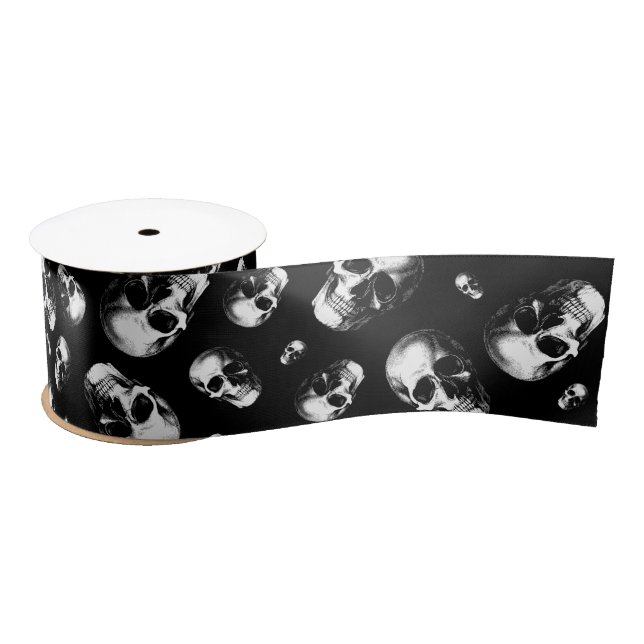Skull Gothic Halloween Wedding Skull Ribbon Satin Ribbon (Spool)