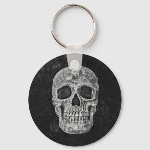 Skull Gothic Old Grunge Black And White Texture Keychain