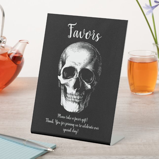 Skull Gothic Wedding Favours Sign (In SItu)