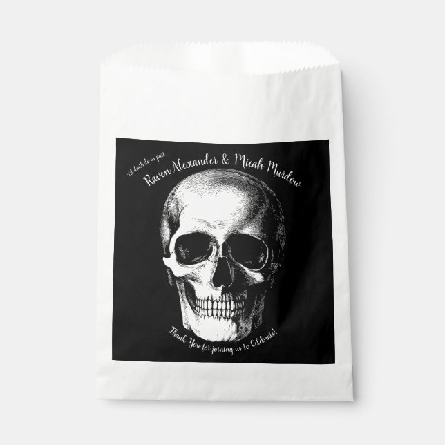 Skull Gothic Wedding Invitation Favour Bag (Front)
