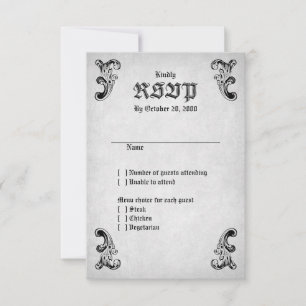 Skull Gothic Wedding RSVP Card