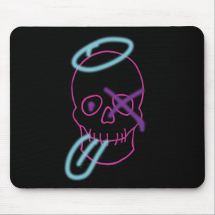 Skull graffiti - Pink, Purple, Blue and Black Mouse Pad