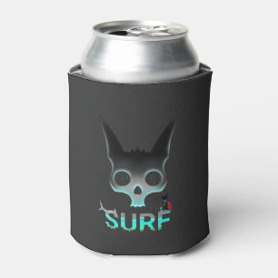 Skull Graffiti Surf Cat Can Cooler