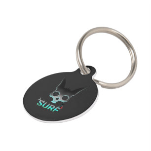 Skull Graffiti Surf Cat Pet Tag