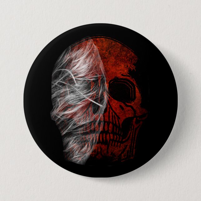SKULL GRAPHIC HALLOWEEN GIFT DESIGN 3 INCH ROUND BUTTON (Front)