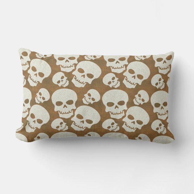 Skull Graphic Pattern Design Lumbar Pillow (Front)