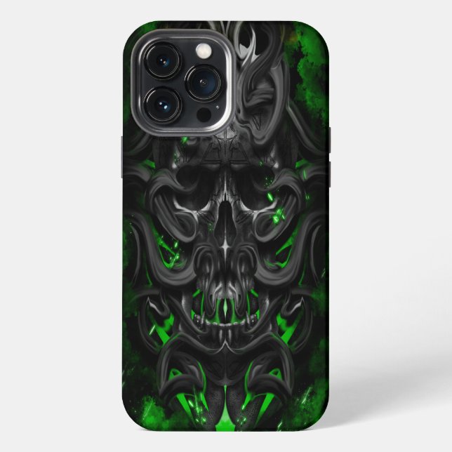 skull Green bio spark iPhone Case (Back)