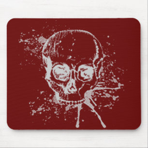 skull - grey mouse pad