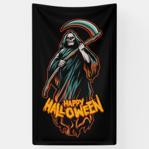 Skull Grim Reaper Halloween Banner
