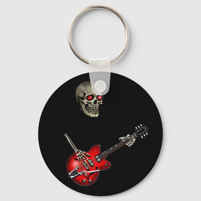 Skull Guitar Player Keychain (Front)