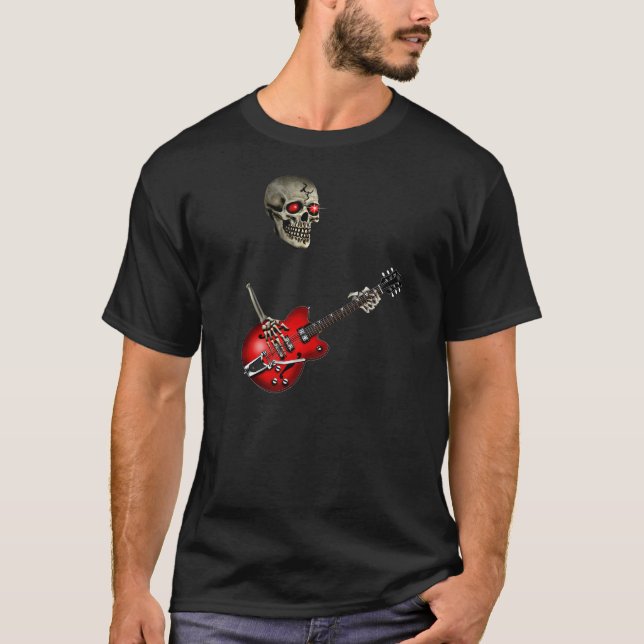 Skull Guitar Player T-Shirt (Front)