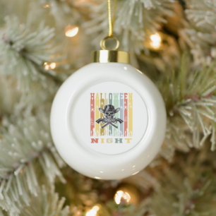 Skull Gun, Halloween Night Ceramic Ball Christmas Ornament
