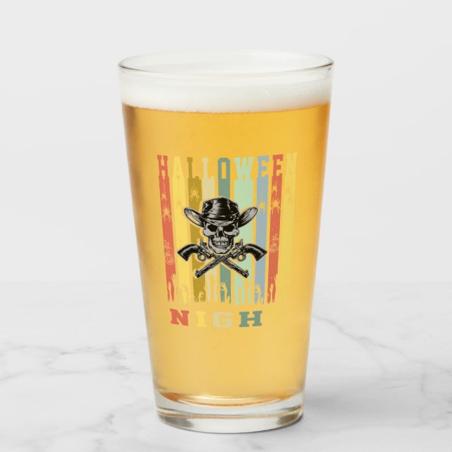 Skull Gun, Halloween Night Glass (Front Filled)