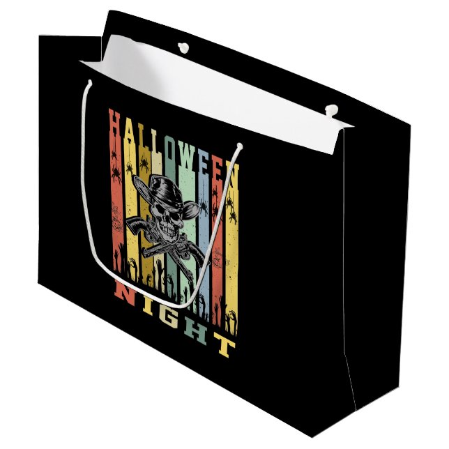 Skull Gun, Halloween Night Large Gift Bag (Front Angled)