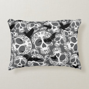 Skull Halloween Decorative Calaveras Accent Pillow