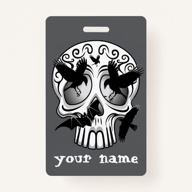 Skull Halloween Decorative Calaveras Badge (Front)