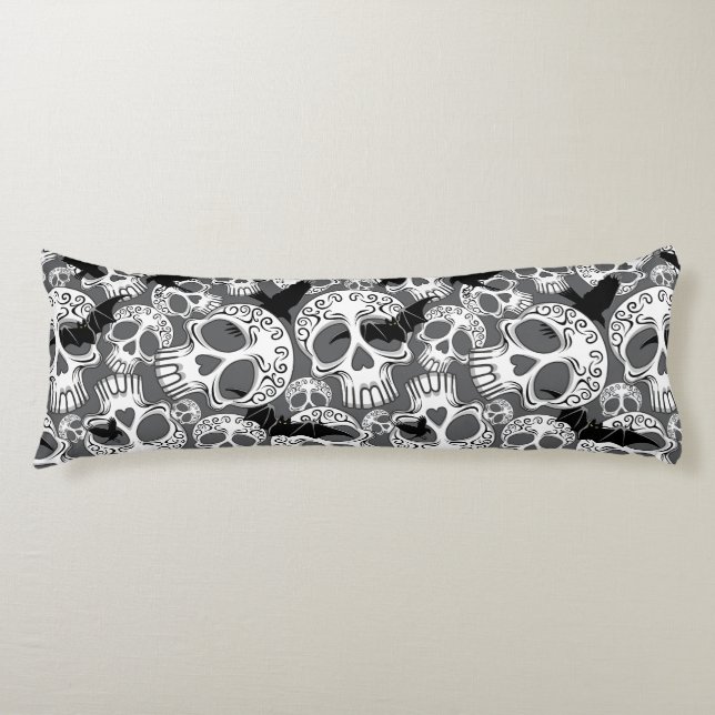 Skull Halloween Decorative Calaveras Body Pillow (Front)