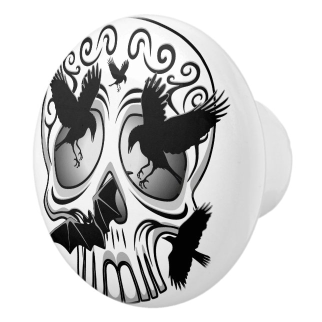 Skull Halloween Decorative Calaveras Ceramic Knob (Right)