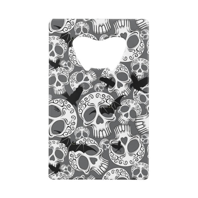 Skull Halloween Decorative Calaveras Credit Card Bottle Opener (Front)