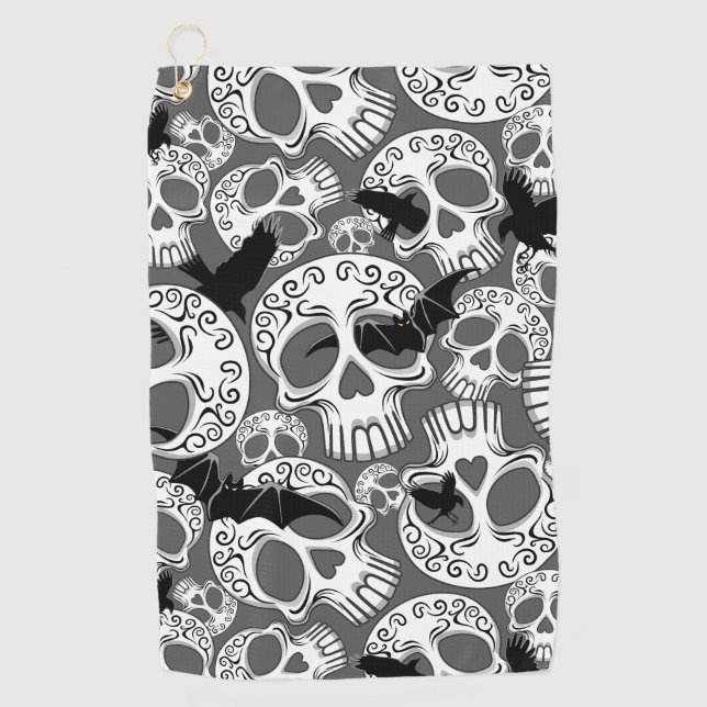 Skull Halloween Decorative Calaveras Golf Towel (Front)