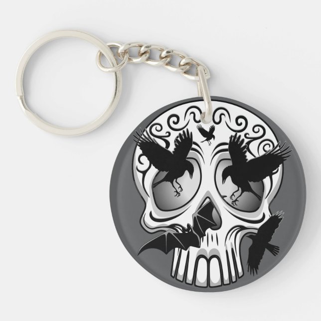 Skull Halloween Decorative Calaveras Keychain (Front)