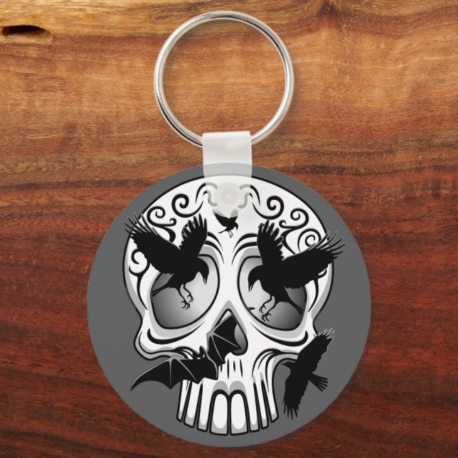 Skull Halloween Decorative Calaveras Keychain (Front)