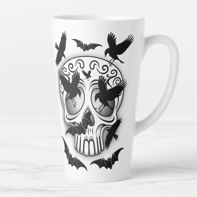Skull Halloween Decorative Calaveras Latte Mug (Right)