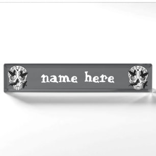 Skull Halloween Decorative Calaveras Nameplate