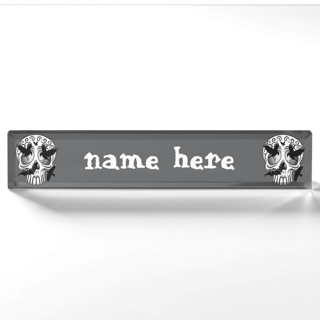 Skull Halloween Decorative Calaveras Nameplate (Front)
