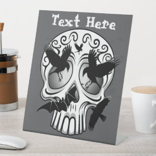 Skull Halloween Decorative Calaveras Pedestal Sign