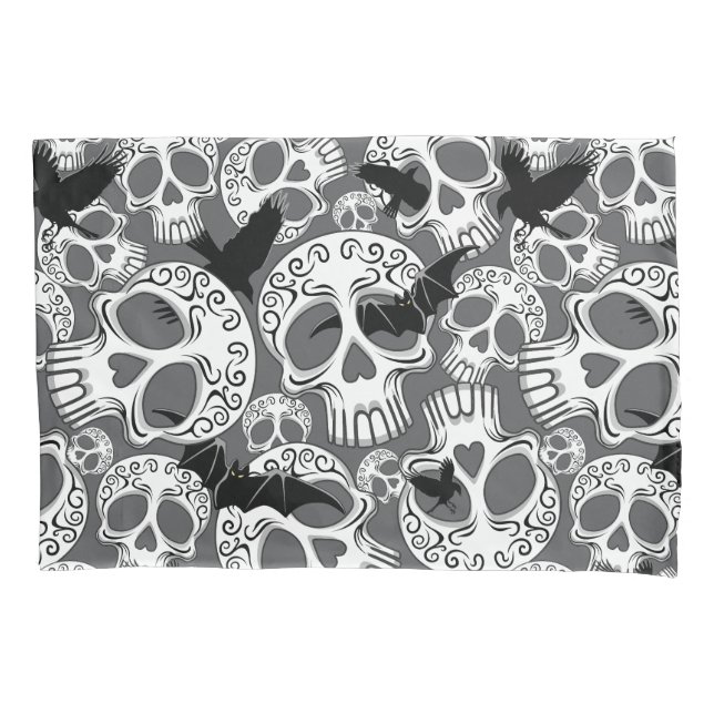 Skull Halloween Decorative Calaveras Pillowcase (Front)