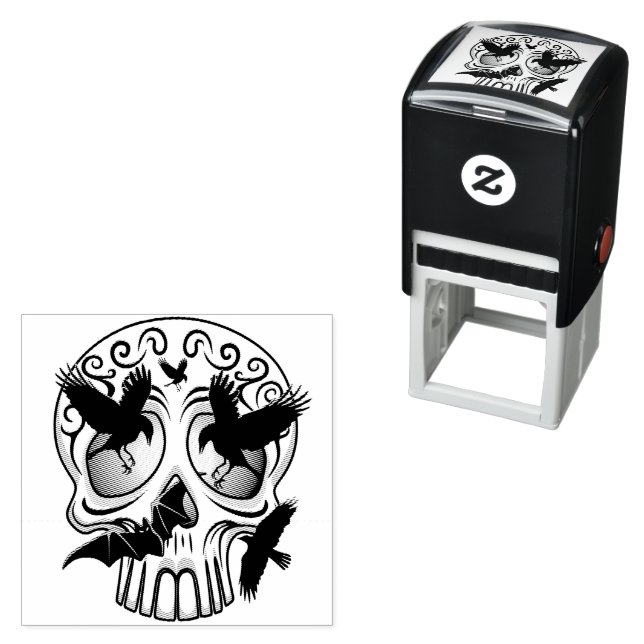Skull Halloween Decorative Calaveras Self-inking Stamp (In Situ)