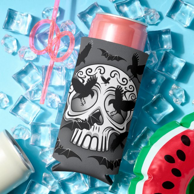 Skull Halloween Decorative Calaveras Seltzer Can Cooler (In Situ Summer)
