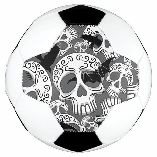 Skull Halloween Decorative Calaveras Soccer Ball (Front)