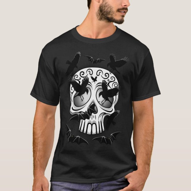 Skull Halloween Decorative Calaveras T-Shirt (Front)
