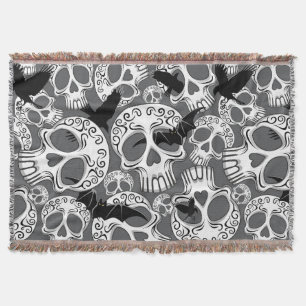Skull Halloween Decorative Calaveras Throw Blanket