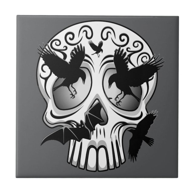 Skull Halloween Decorative Calaveras Tile (Front)