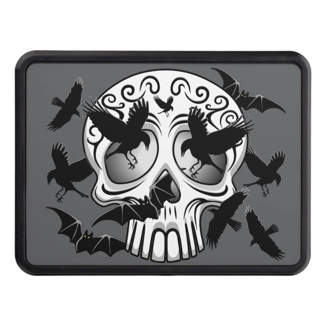 Skull Halloween Decorative Calaveras Trailer Hitch Cover (Front)