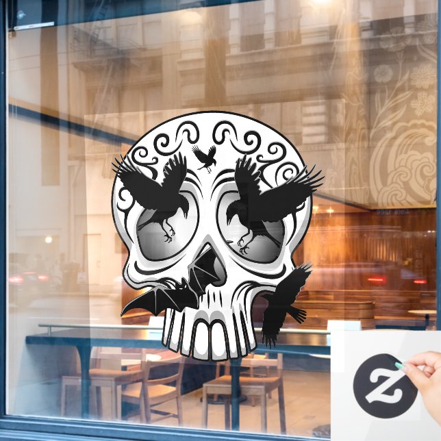 Skull Halloween Decorative Calaveras Window Cling (Cafe Window)