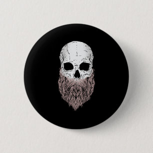 Skull Halloween for Bearded Skulls Lover 2 Inch Round Button