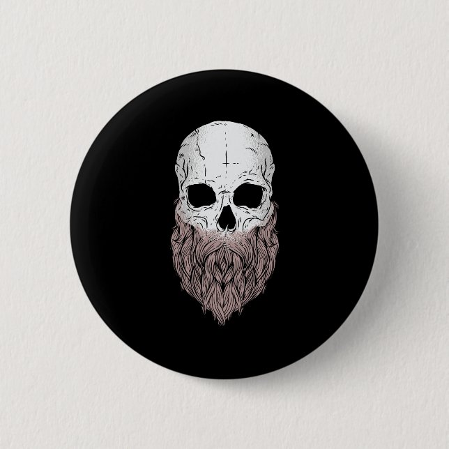 Skull Halloween for Bearded Skulls Lover 2 Inch Round Button (Front)