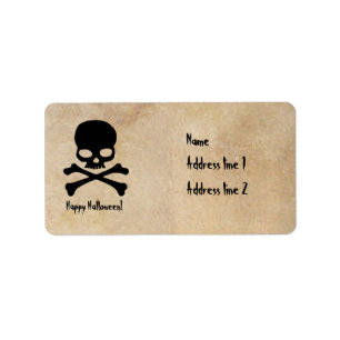 Skull Halloween Parchment Address Labels