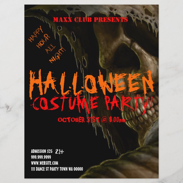 Skull Halloween Party Event Announcement Flyer (Front)