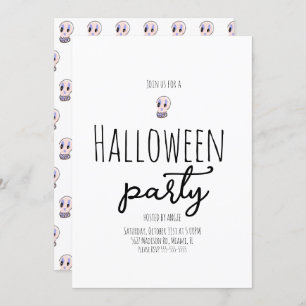 Skull Halloween Party Vintage Doodle Invitation