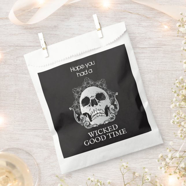 Skull Halloween Wicked Good Time Treat Favour Bag (Clipped)