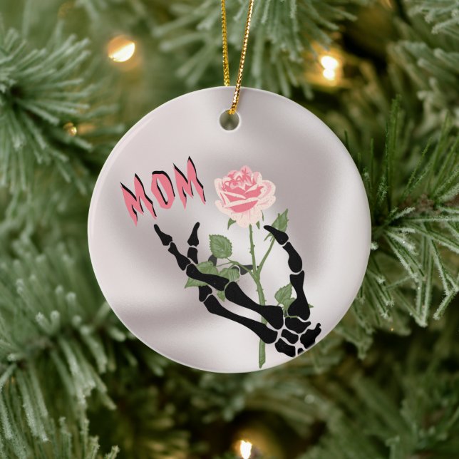 Skull Hand Floral Ceramic Ornament (Tree)