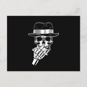 Skull Harmonica Blues Music Instrument Sound Gift Postcard