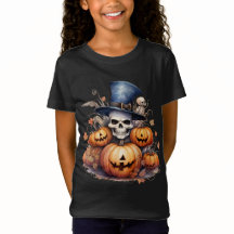 Skull Head and Pumpkins T-shirt